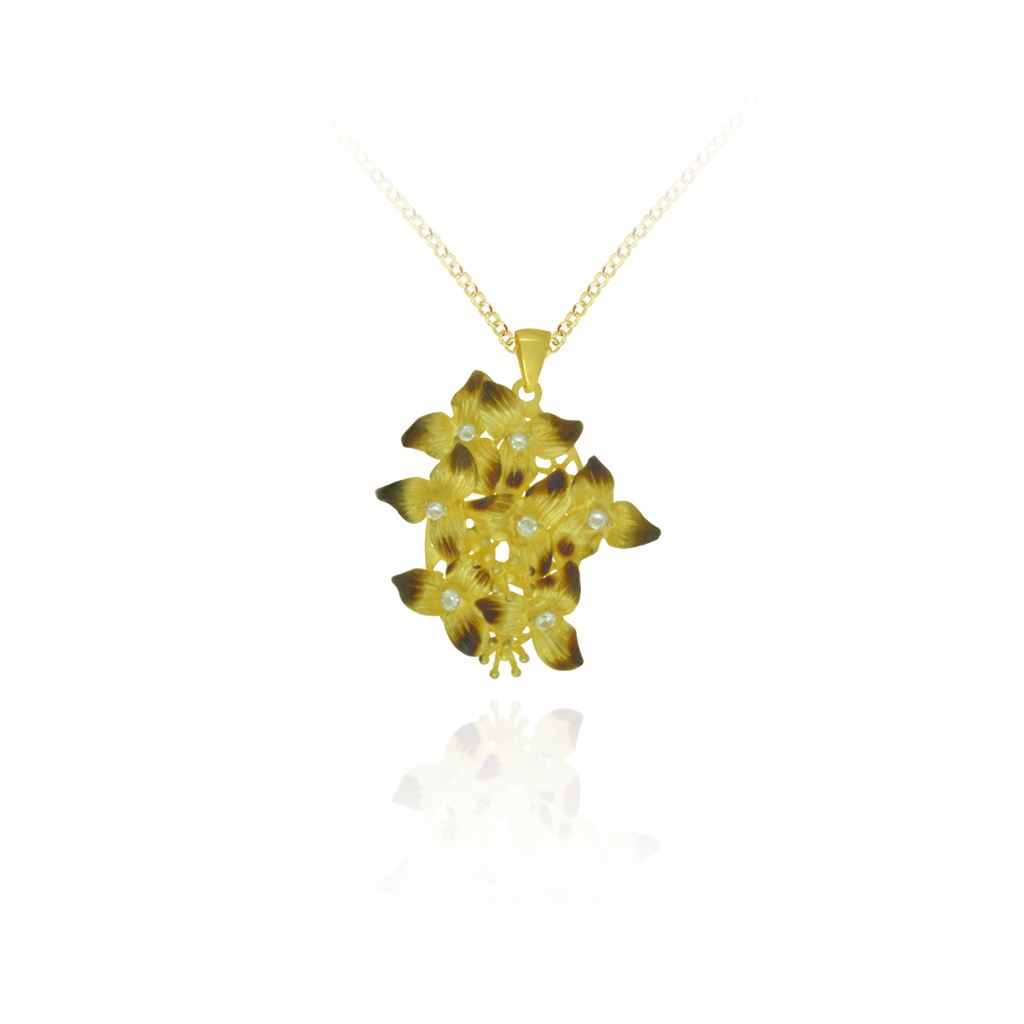 Ember Cluster of Flowers with Sparkling Centers Pendant