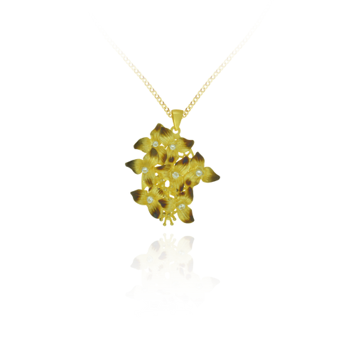 Ember Cluster of Flowers with Sparkling Centers Pendant