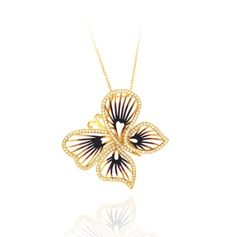 Wire Butterfly Ember Pendant