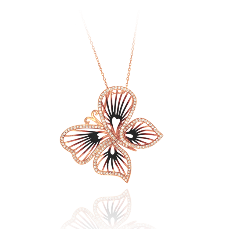 Wire Butterfly Ember Pendant