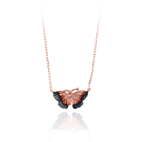 Delicate Butterfly Pendant with Ember Tones