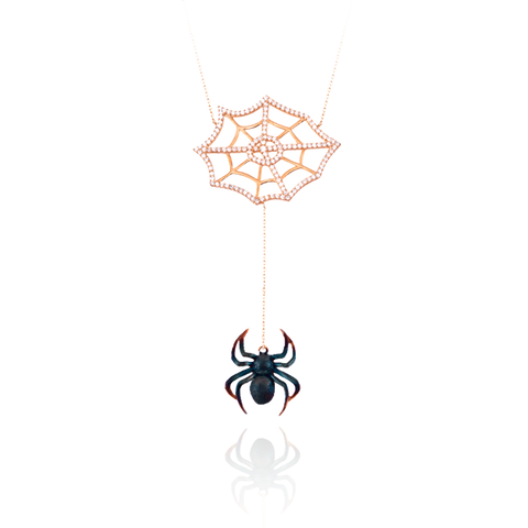 Web with Hanging Spider Necklace