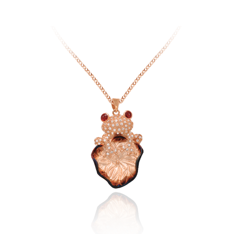 Tree Frog on Lily Pad Ember Pendant