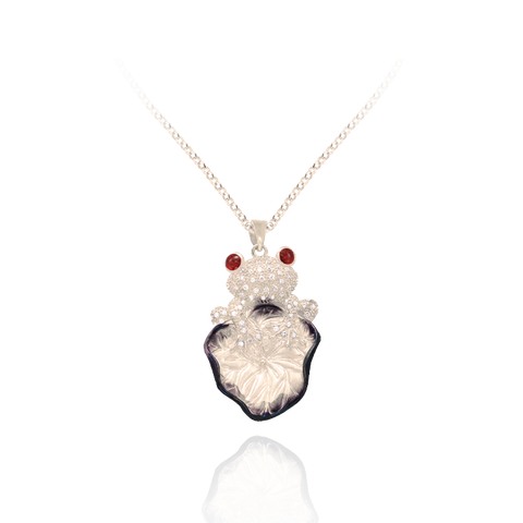 Tree Frog on Lily Pad Ember Pendant