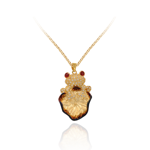 Tree Frog on Lily Pad Ember Pendant