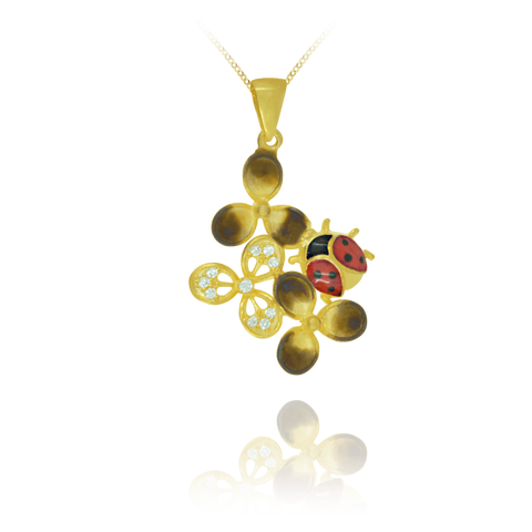 Ember Blossom Pendant with Ladybug