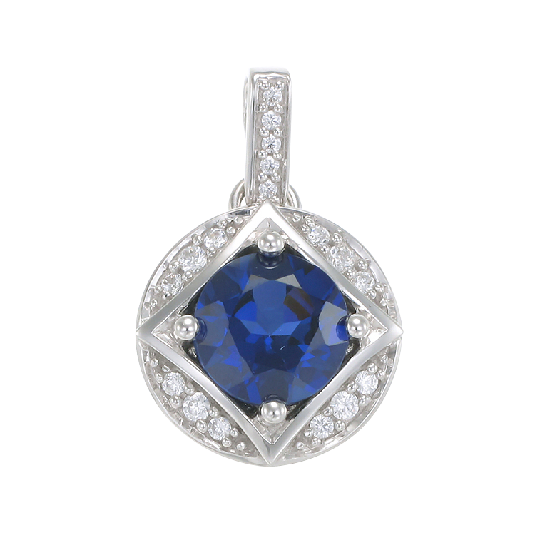 Bezel Set Vintage Inspired Blue Sapphire Pendant