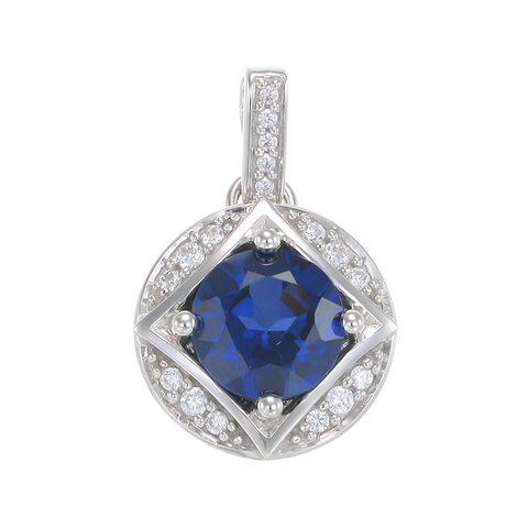 Bezel Set Vintage Inspired Blue Sapphire Pendant