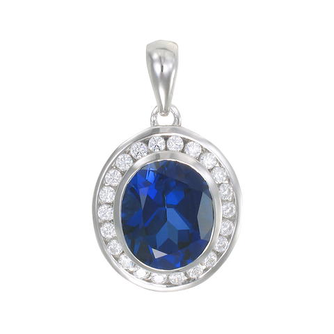 Regal Blue Sapphire Oval Pendant
