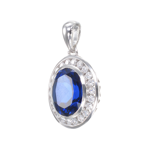 Regal Blue Sapphire Oval Pendant