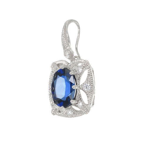Graceful Blue Sapphire Pendant with Filigree Detail