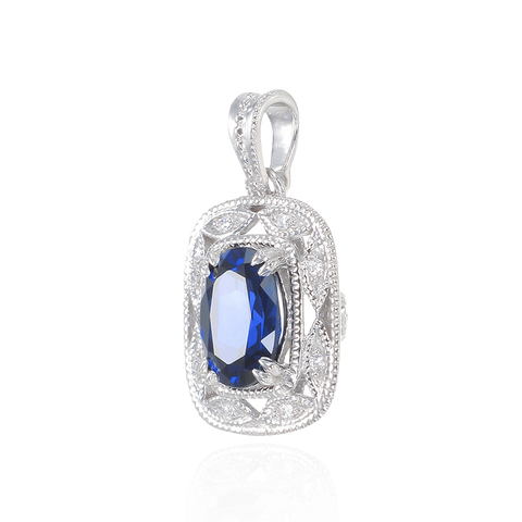 Deco Inspired Blue Sapphire Pendant
