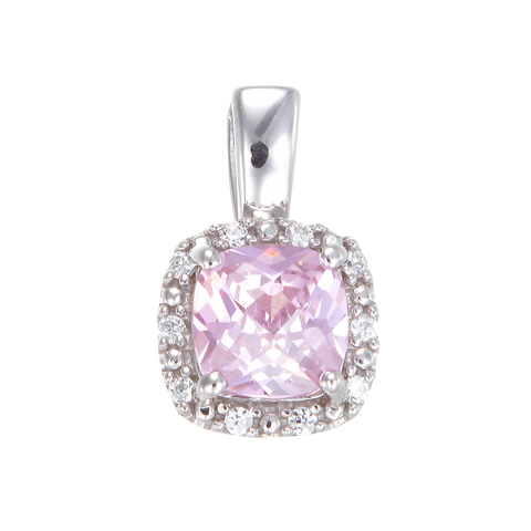 Dazzling Pink Pendant with Sparkling Halo