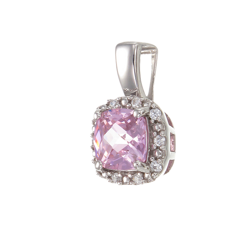 Dazzling Pink Pendant with Sparkling Halo
