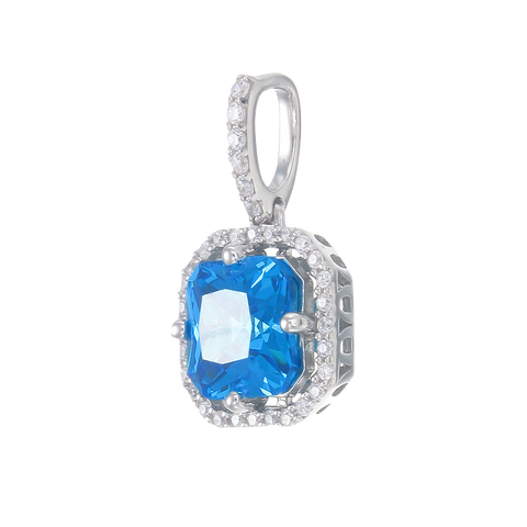 Elegant Sparkling Blue Pendant with Halo