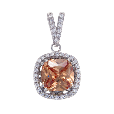 Delightful Champagne Pendant with Halo
