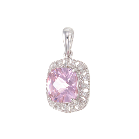 Shimmering Pink Pendant with Halo