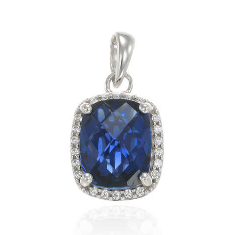 Luscious Blue Sapphire Pendant with Halo