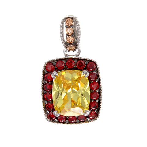 Luscious Vintage Inspired Yellow, Garnet and Champagne Pendant