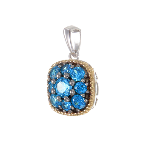 Azure Blue Pendant with 18K Yellow Gold Finished Rope Detail