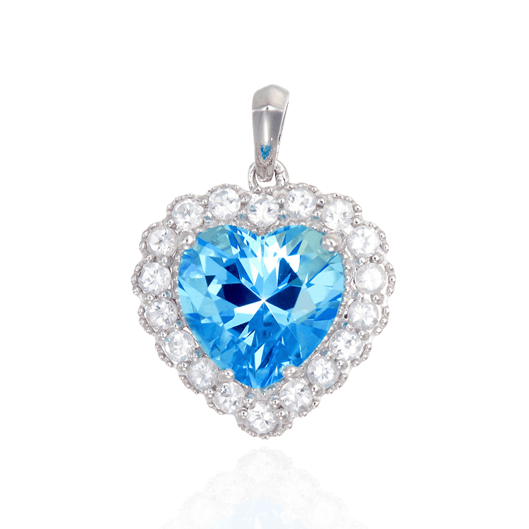 Sparkling Heart Passion Topaz Pendant with Halo