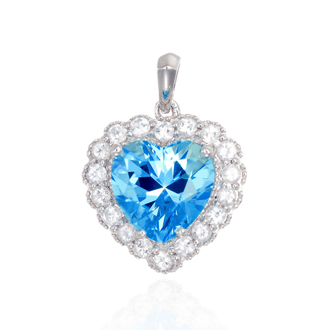 Sparkling Heart Passion Topaz Pendant with Halo