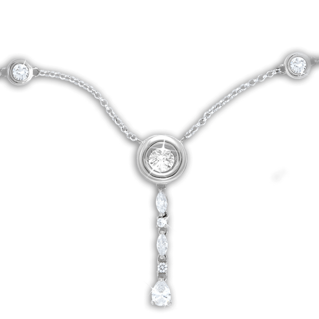 Halo Pendant with Marquise + Pear drop and Swarovski Zirconia accents in chain