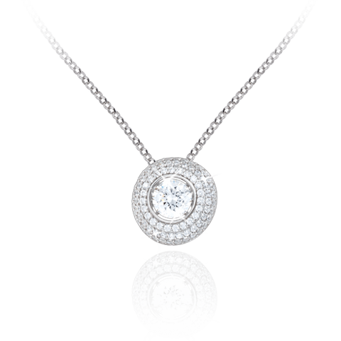 Halo Pendant with Cushion Cut and round Zirconia drop