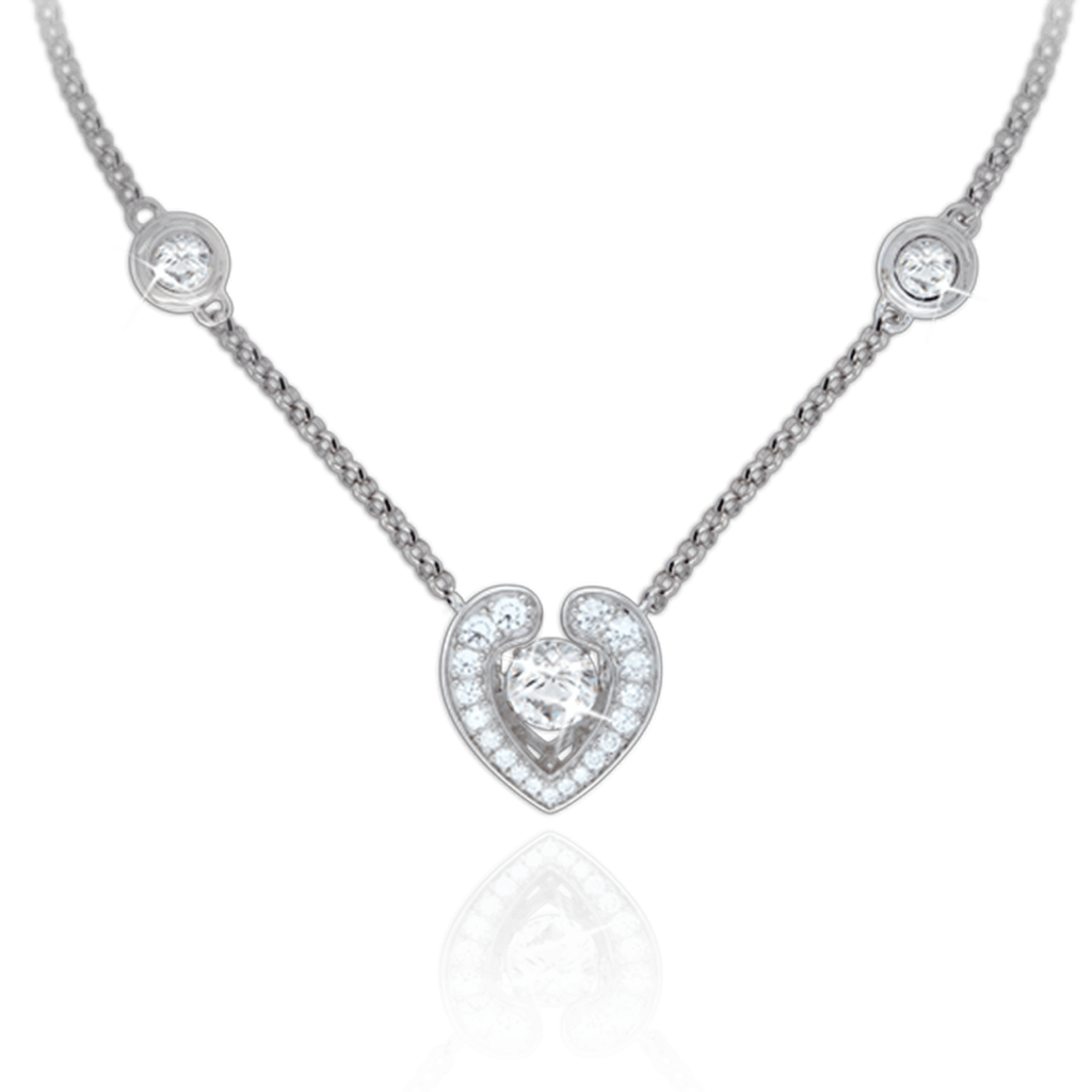 Open Heart Pendant with fixed Swarovski Zirconia details in chain