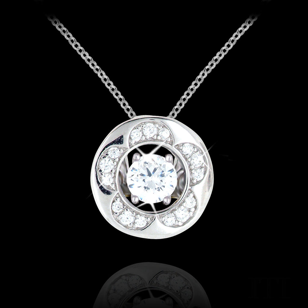 Flower Accented Halo Pendant