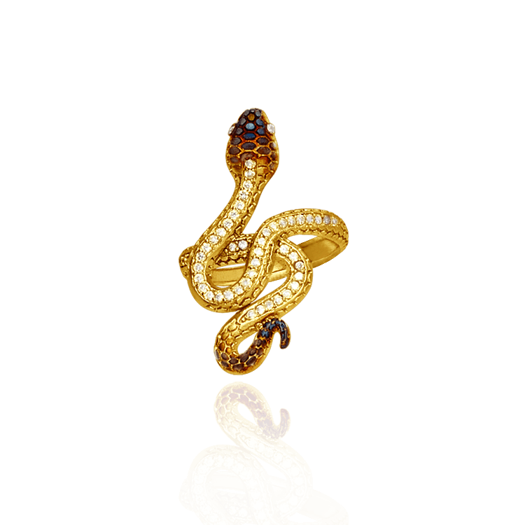Twisting Snake Ring with Ember Detail