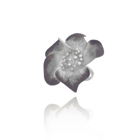 Ember Magnolia Flower with Sparkling Center Ring