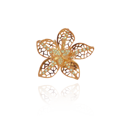 Ember Filigree Flower with Sparkling Petals Ring