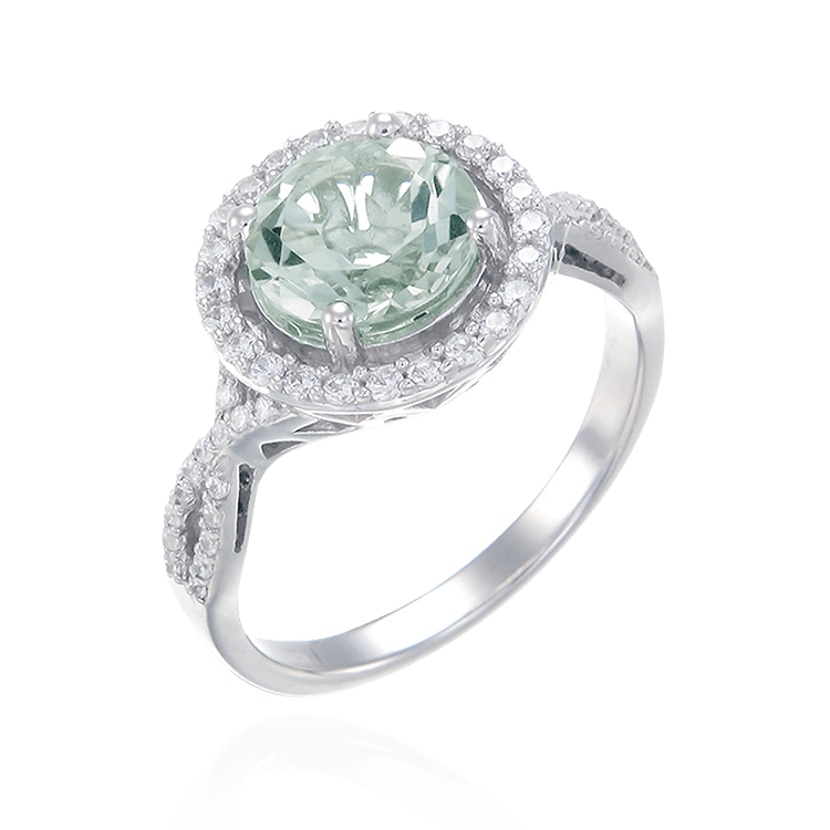 Sparkling Round Halo Mint Quartz Ring