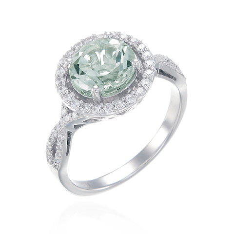 Sparkling Round Halo Mint Quartz Ring