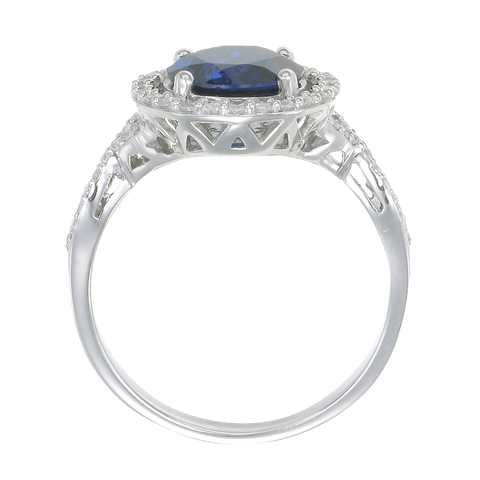 Sparkling Round Halo Blue Sapphire Ring