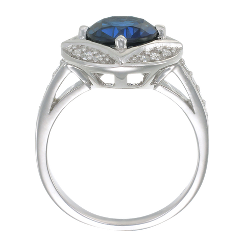 Bezel Set Vintage Inspired Blue Sapphire Ring