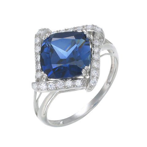 Elegantly Framed Blue Sapphire Ring