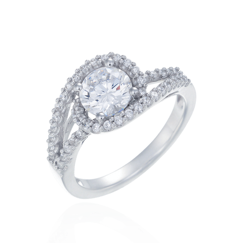 Sparkling Accented Ring with Spiral Design