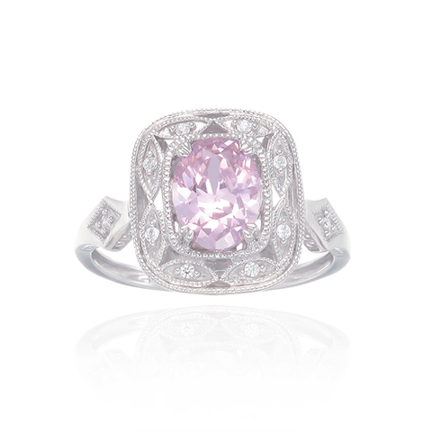 Deco Inspired Pink CZ Ring