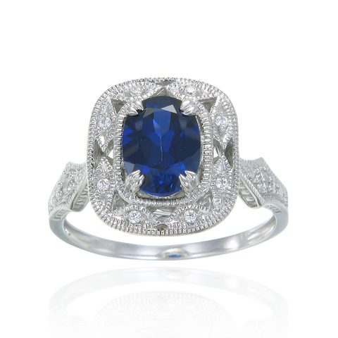 Deco Inspired Blue Sapphire Ring