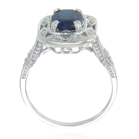 Deco Inspired Blue Sapphire Ring