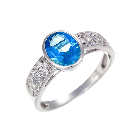 Classic Passion Topaz and Natural White Topaz Ring