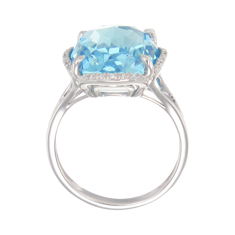 Luscious Cocktail Ring with Blue CZ