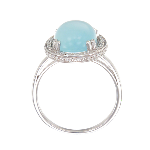 Luminous Natural Blue Chalcedony Ring