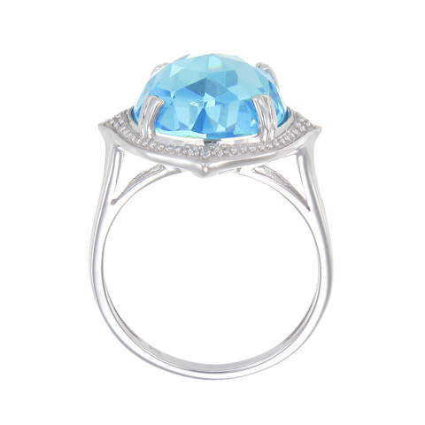 Stunning Cocktail Ring with Blue CZ