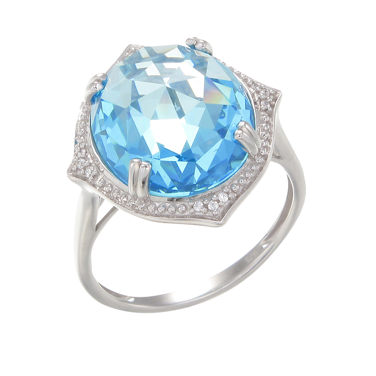 Stunning Cocktail Ring with Blue CZ