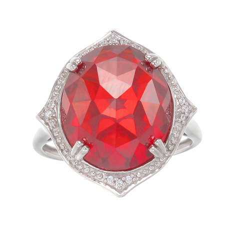Stunning Cocktail Ring with Red CZ