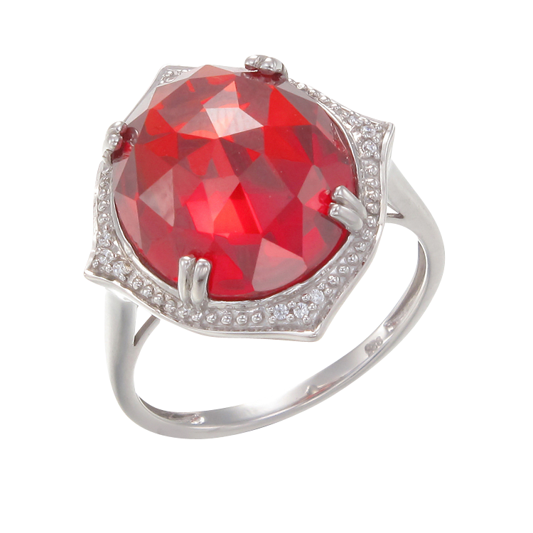 Stunning Cocktail Ring with Red CZ