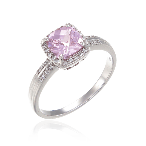 Dazzling Pink Ring with Sparkling Halo